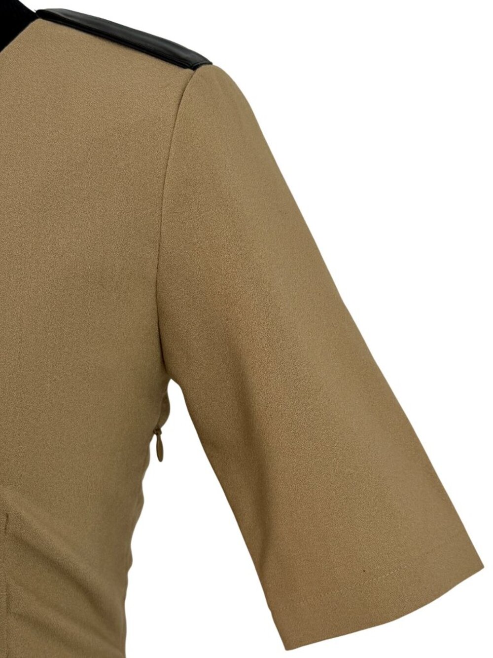 NWT ABS Tan Pleated A-Line Woven Mini Dress 2| Office Siren Dark Equestrian Twee - Picture 6 of 16